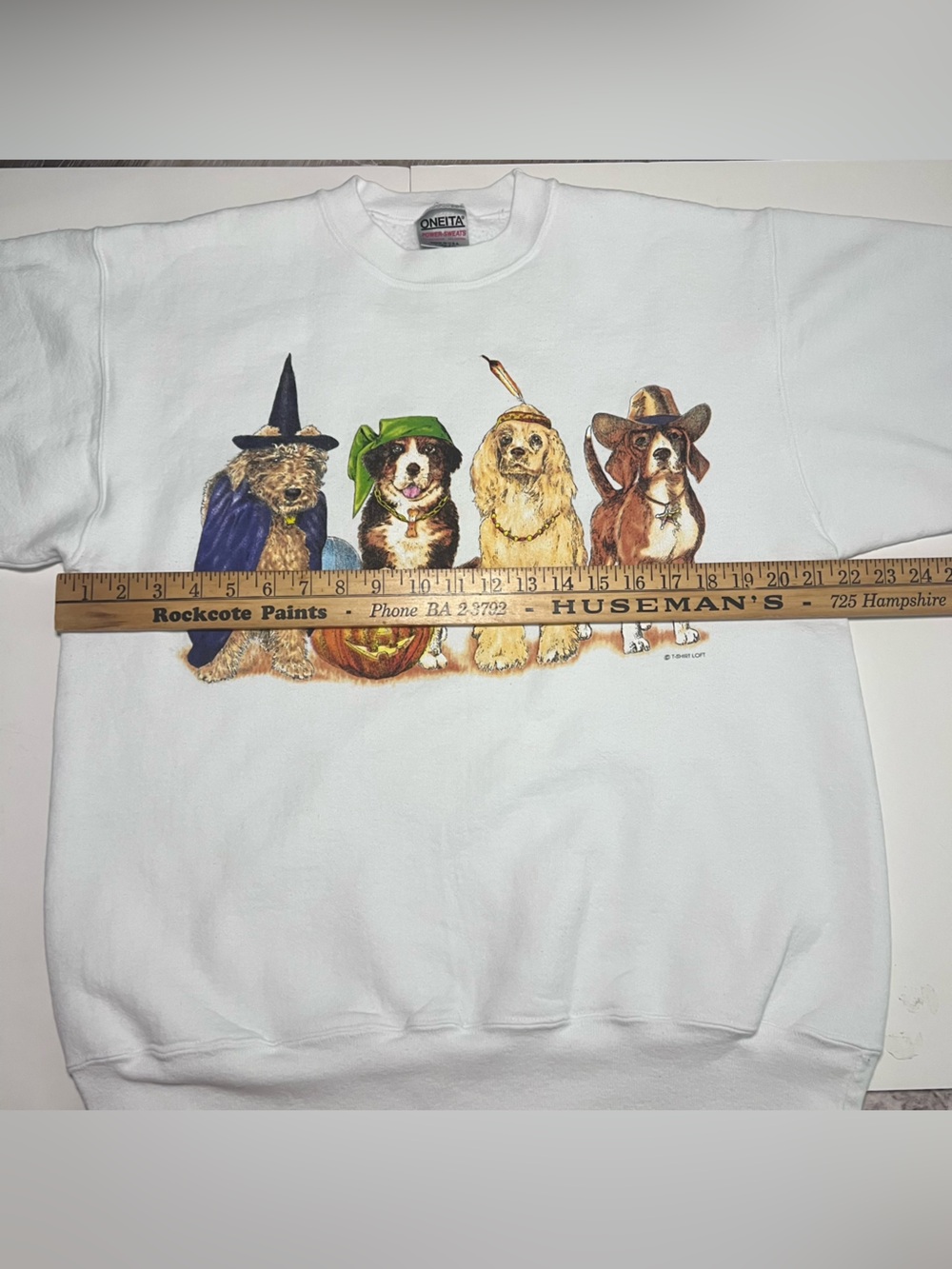 Vintage Halloween Crewneck Sweater with Halloween Dogs by Oneita - Picture 5 of 8